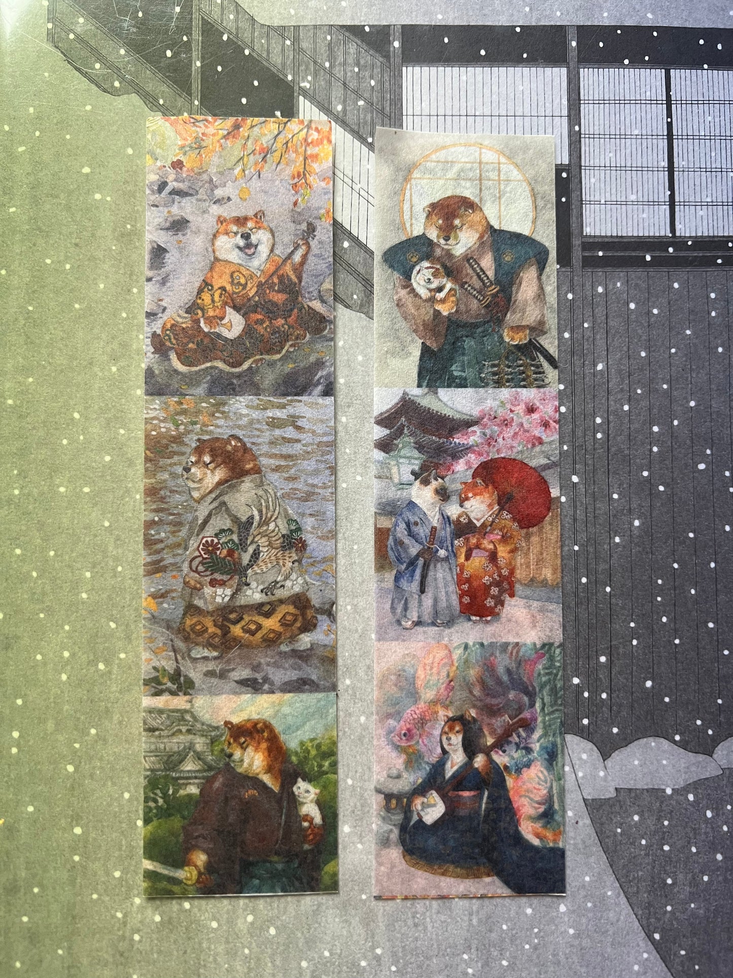 Kimono Shiba Inu splendour, Watercolour painting washi tape