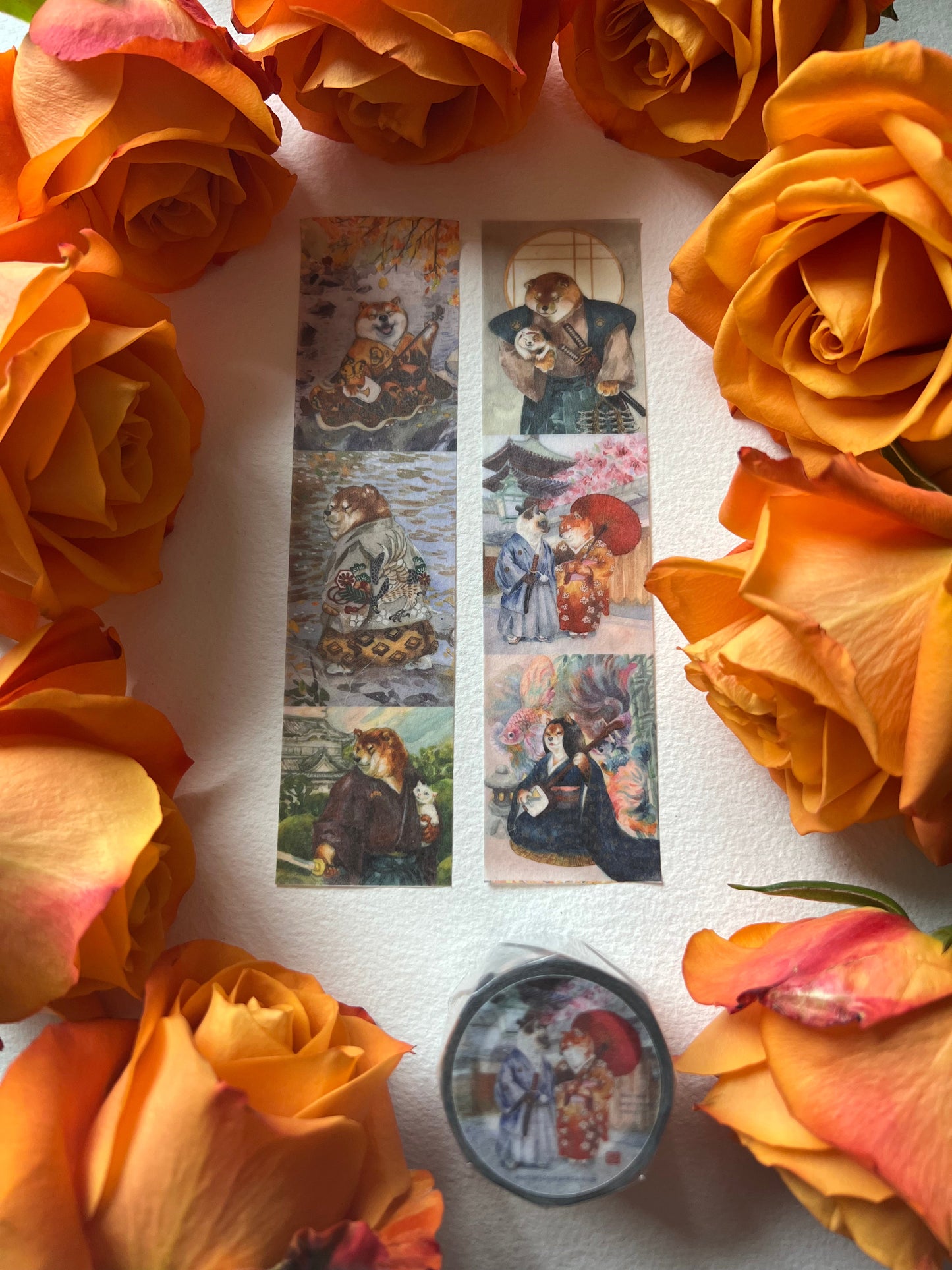 Kimono Shiba Inu splendour, Watercolour painting washi tape