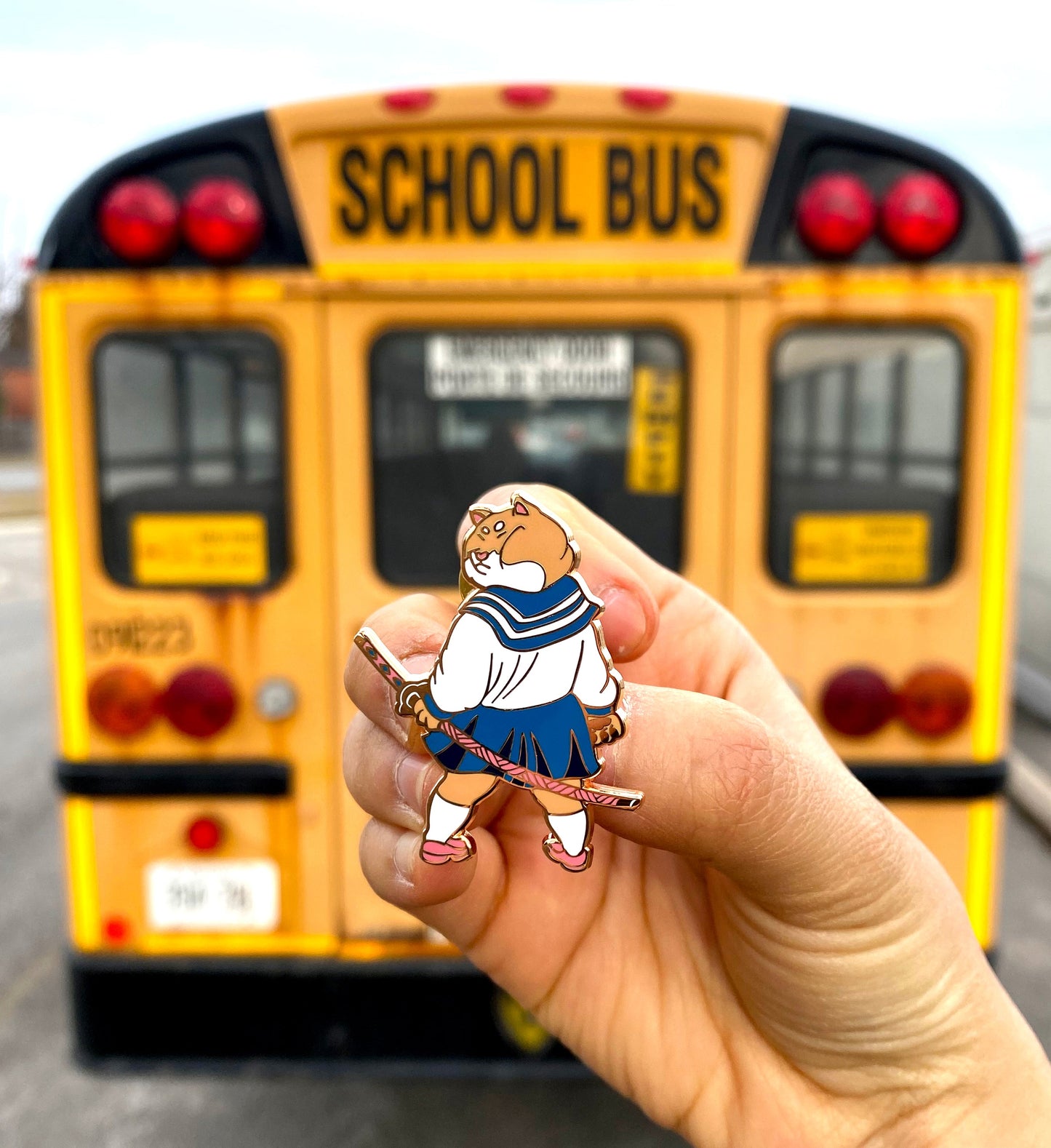 Katana Shiba Schoolgirl Enamel Pin