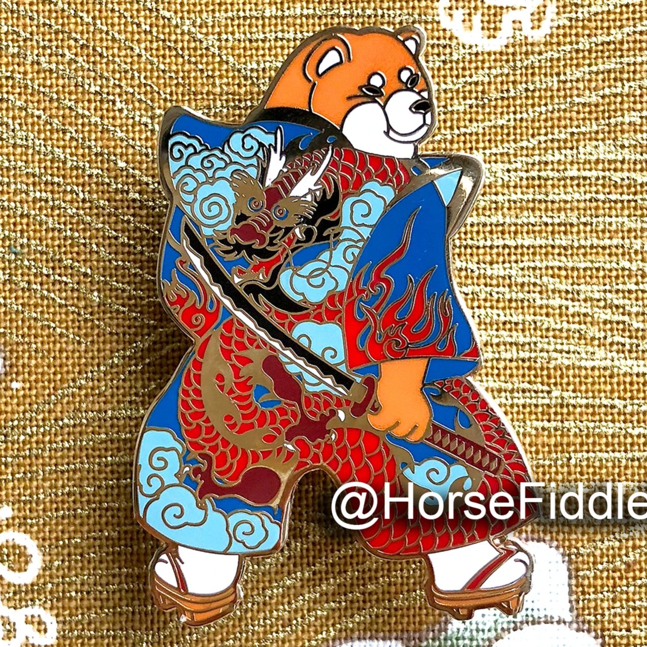 Dragon Samurai Shiba Enamel Pin