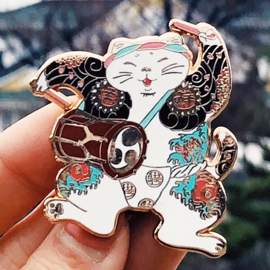 Cat Drummer Enamel Pin