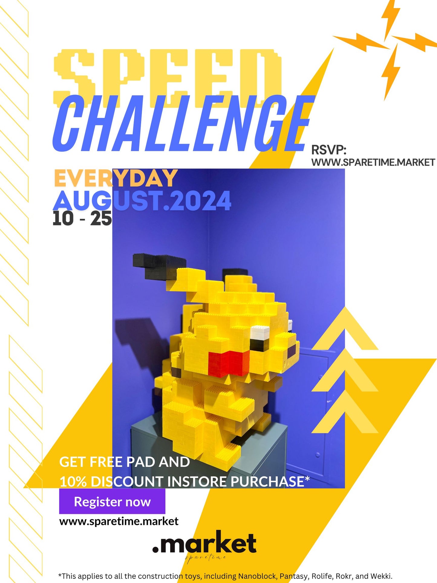 Speed Build Pikachu Nanoblock Challenge