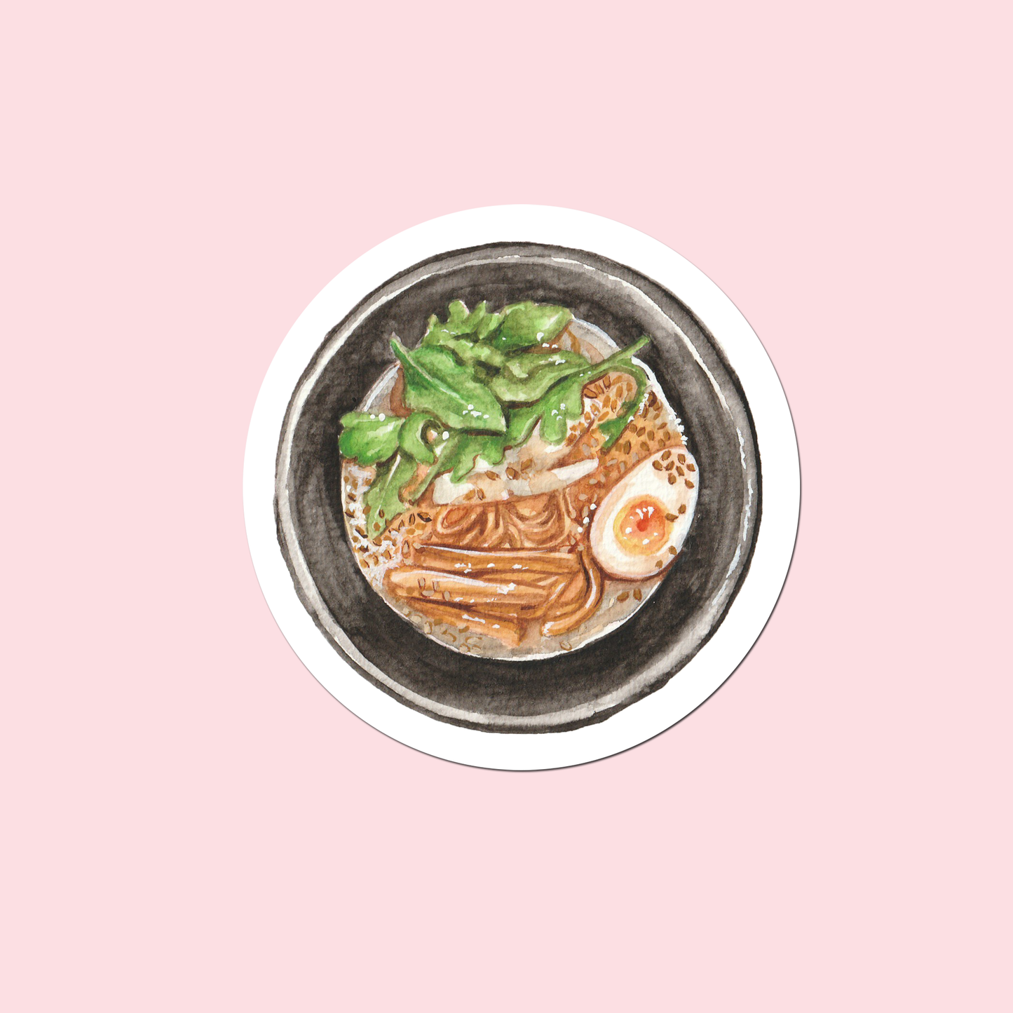 black ramen Waterproof matte sticker