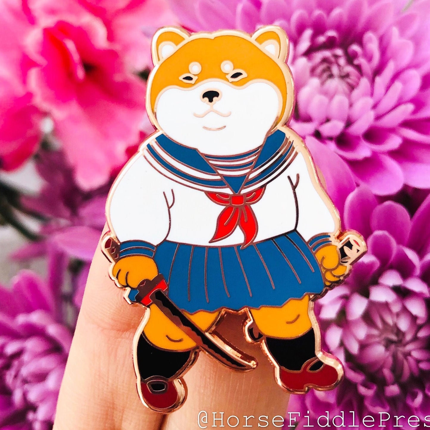 Shiba Japanese School Girl Enamel Pin